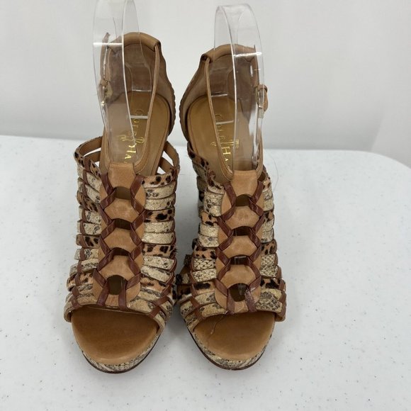 Cole Haan Women's Wedge High Heels Size 6.5B Leopard Snake Print 4" Heels - Picture 3 of 14